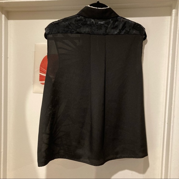 Preen by Thornton Bregazzi Designer Patterened Sleeveless Button Up Top Lace - Picture 7 of 12